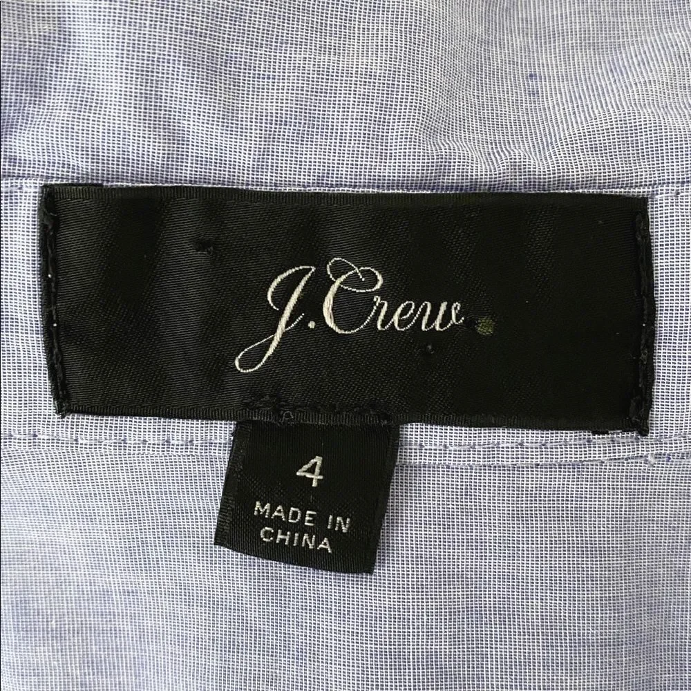 J.Crew Blue Button-Up Cotton Midi Dress Sz 4 Preppy Academia Classic Euro Summer